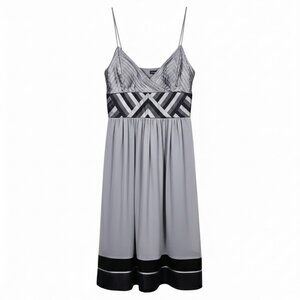Eliza J Gray and Black Spaghetti-Strap Midi Dress